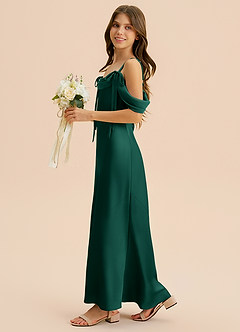 Azazie Bellalina Junior Syrena Pofałdowany Satyna elastyczna Długość podłogi Młodsza druhna Sukienka image5