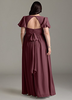 Azazie Madisynn Brautjungfernkleider für Schwangere Schleifen Chiffon Bodenlänge Kleid image6
