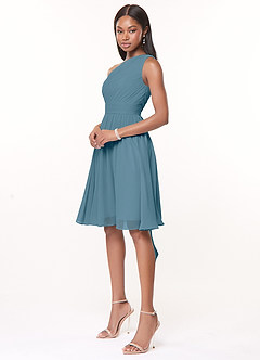 Azazie Katrina Bridesmaid Dresses Bermuda A-Line One Shoulder Chiffon Dress image3