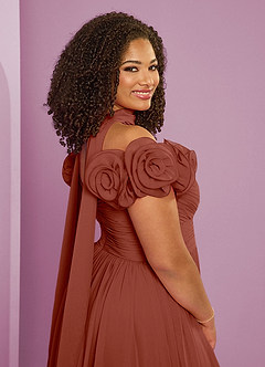 Barbie ♥ Azazie Bridesmaid Dresses Auburn A-Line Off the Shoulder Chiffon Convertible Dress image11