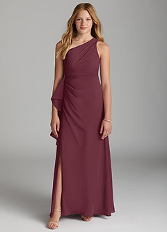 Azazie Maive Junior Cabernet A-Line Pleated Chiffon Dress image2