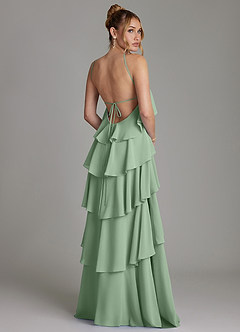 Azazie Deena Brudtärnklänningar Klä av A-Linje i Chiffong Rynkad Matcha image2