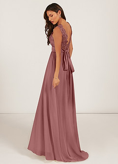 Azazie Gertrude Bridesmaid Dresses Desert Rose A-Line Lace Chiffon Dress image4