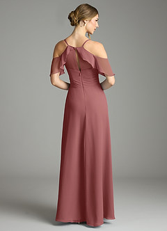 Azazie Dakota Bridesmaid Dresses Amethyst A-Line V-Neck Pleated Chiffon Dress image2