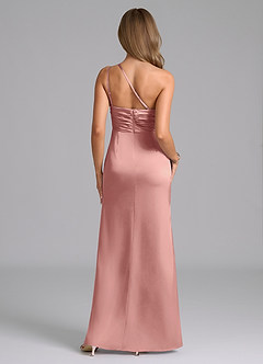 Azazie Eren Bridesmaid Dresses Rosette Mermaid One Shoulder Stretch Satin Dress image3