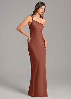 Azazie Monroe Bridesmaid Dresses Auburn Mermaid One Shoulder Stretch Satin Dress image5