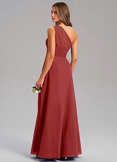 Azazie Phaedra Bridesmaid Dresses Rust A-Line One Shoulder Chiffon Dress image7