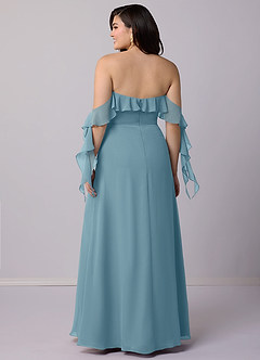 Barbie ♥ Azazie Bridesmaid Dresses Moody Blue A-Line Off the Shoulder Chiffon Convertible Dress image9
