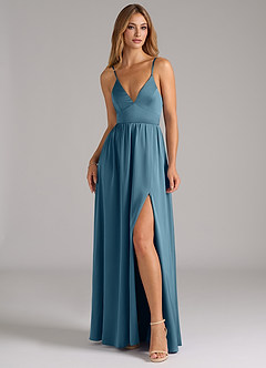 Azazie Aaida Bridesmaid Dresses Bermuda A-Line Corset Stretch Satin Dress image4