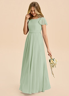Azazie Cady Junior Dusty Sage A-Line Pleated Chiffon Dress image5