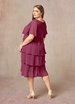 Azazie Rita Mother of the Bride Dresses Mulberry A-Line Scoop Beaded Chiffon Dress image9
