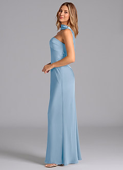 Azazie Lusinda Bridesmaid Dresses Powder Blue Mermaid Strapless Stretch Satin Dress image5