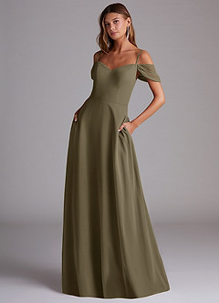 Azazie Marley Abiti da Damigella Abito Convertibile A-Line in Chiffon a Spalla Scoperta Willow Green image1