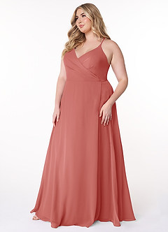 Azazie Davis Vestidos de madrinha de casamento Vestido Rosa Antiga de Chiffon de Linha A com Plissado image9