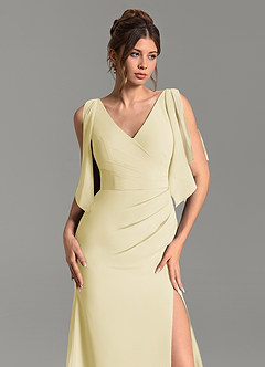 Azazie Ember Bridesmaid Dresses Lemon Sorbet Sheath Pleated Chiffon Dress image6