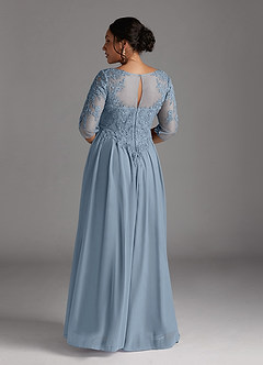 Azazie Harriet Mother of the Bride Dresses Dusty Blue A-Line Scoop lace Mesh Dress image11