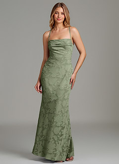 Azazie Ola Bridesmaid Dresses Pistachio Mermaid Corset Floral Burnout Dress image1