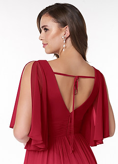 Azazie Temeka Bridesmaid Dresses Scarlet A-Line Ruched Chiffon Dress image5