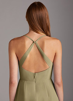 Azazie Manila Bridesmaid Dresses Moss Green Sheath V-Neck Chiffon Dress image5