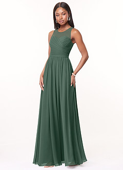 Azazie Nina Bridesmaid Dresses Sea Moss A-Line Pleated Chiffon Dress image4