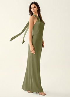 Manllanda Pistache Robe de bal en satin à nœuds image5