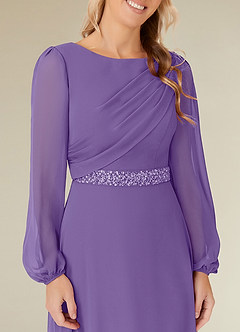 Azazie Priyanka Mother of the Bride Dresses Tahiti A-Line Boatneck Pleated Chiffon Dress image7