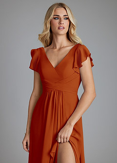 Azazie Omari Bridesmaid Dresses Paprika A-Line Chiffon Dress image5