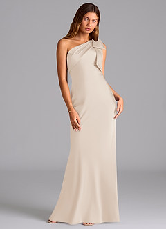 Azazie Yuanna Bridesmaid Dresses White Alabaster Mermaid One Shoulder Stretch Satin Dress image3