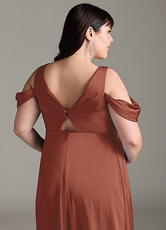 Azazie Rhea Maternity Bridesmaid Dresses A-Line Off-The-Shouler Pleated Stretch Satin Floor-Length Dress image13
