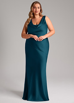 Azazie Rylina Brautjungfernkleider Meerjungfrau-Linie Stretch-Satin Kleid Tintenblau image9