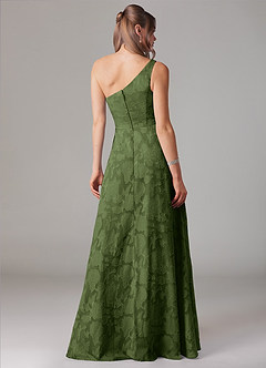 Azazie Ellianna Robes de demoiselle d'honneur Robe Trapèze en Blumen-Burnout Une épaule Olive image2