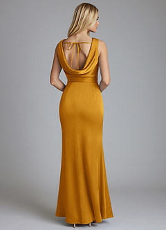 Azazie Tallie Bridesmaid Dresses Butterscotch Mermaid Pleated Stretch Satin Dress image6