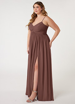 Azazie Alia Bridesmaid Dresses Espresso A-Line Pleated Chiffon Dress image8