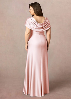 Azazie Branford Mother of the Bride Dresses Blushing Pink A-Line Pleated Stretch Satin Dress image10