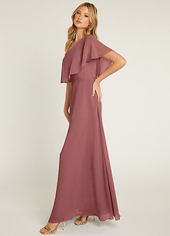 Azazie Lizzy Jurken voor bruidsmeisjes Jurk van Chiffon met A-Lijn One-Shoulder Amethist image4