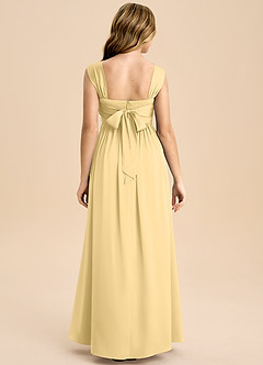 Azazie Hattie Junior Butter A-Line Pleated Stretch Satin Dress image2