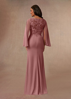 Azazie Perry Mother of the Bride Dresses Desert Rose Mermaid V-Neck Lace Chiffon Dress image3