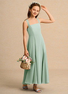 Azazie Tater Girl vestidos de niña de las flores Vestido de Agave de Gasa de Corte En A con Plisado image3