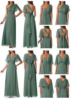 Azazie Fifi Abiti da Damigella Abito Convertibile A-Line in Chiffon Senza Cinturino Muschio Marino image10