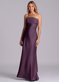 Azazie Ailanie Brudtärnklänningar Klä av Tubklänning i Stretch Satin Axelbandslös Plommon image1