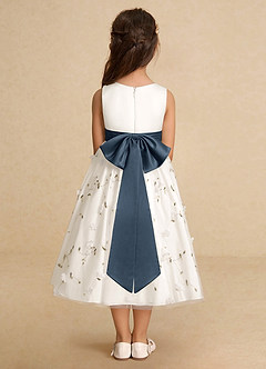 Azazie Pollie Flower Girl Dresses Ivory Neptune A-Line Bow Tulle Dress image6