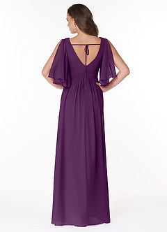 Azazie Temeka Brautjungfernkleider A-Linie Gestreift Chiffon Kleid Traube image2