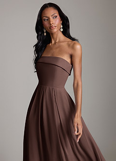 Azazie Lucienne Bridesmaid Dresses Ganache A-Line Strapless Chiffon Convertible Dress image4