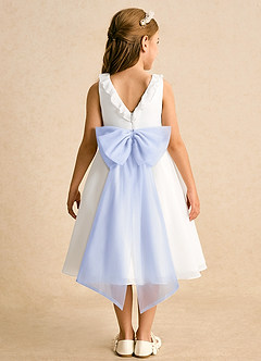 Azazie Dani Flower Girl Dresses Ivory Lavender A-Line Bow Chiffon Dress image7
