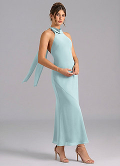 Azazie Velli Bridesmaid Dresses Mist Mermaid High Neck Chiffon Dress image3