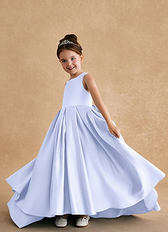 Azazie Sammy Flower Girl Dresses Lavender A-Line Lace Matte Satin Dress image5