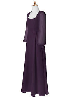 Azazie Leonia Junior Abito A-Line in Chiffon Con Tasche Prugna image9