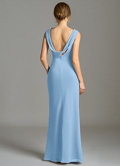 Azazie Kieryn Bridesmaid Dresses Powder Blue Mermaid Pleated Chiffon Dress image2