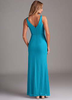 Azazie Leandra Abiti da Damigella Abito Sirena in Maglia con Scollo a V a Pieghe Giada image2