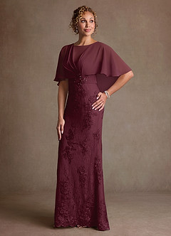 Azazie Amrita Abiti per la Madre della Sposa Abito Sirena in Chiffon Pizzo Cabernet image1
